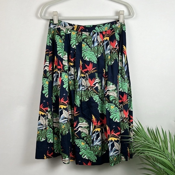 Brooks Brothers Skirt Midi Tropical Preppy Navy Green Orange 4 - Picture 4 of 6